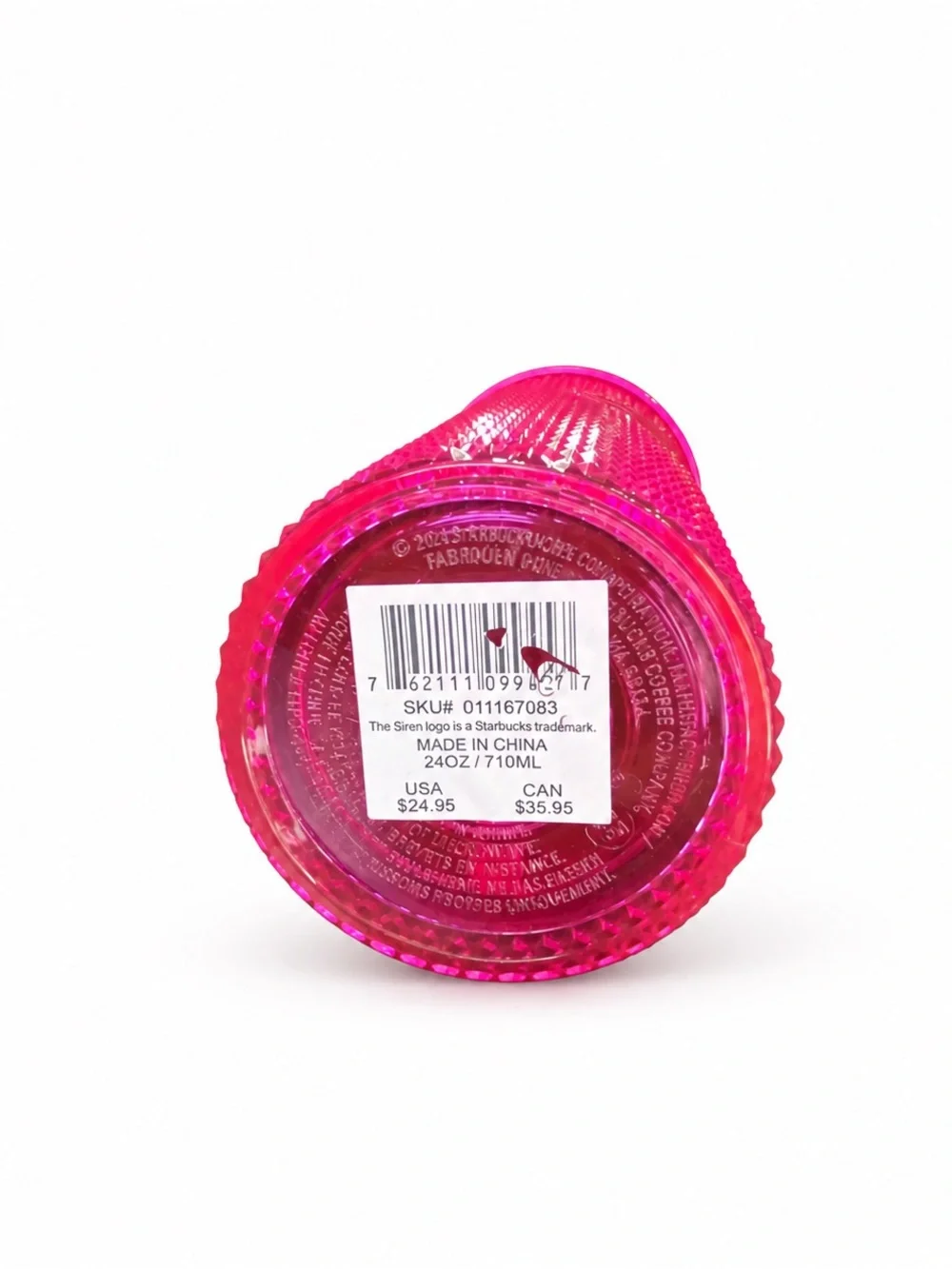 Starbucks Hot Pink Iridescent Studded Cold Cup Tumbler 24 oz w/ Straw